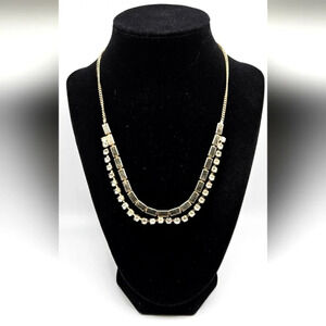 🆓️ FREE ADD ON TO BUNDLE Lightweight Gold Rhinestone Double Layer Necklace 18IN